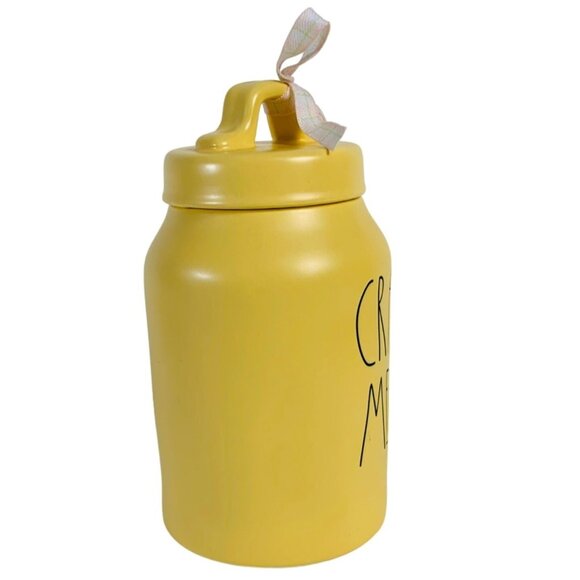 Rae Dunn Yellow Ceramic Canister Crack Me Up Lid Kitchen Decor Farmhouse - Picture 3 of 16